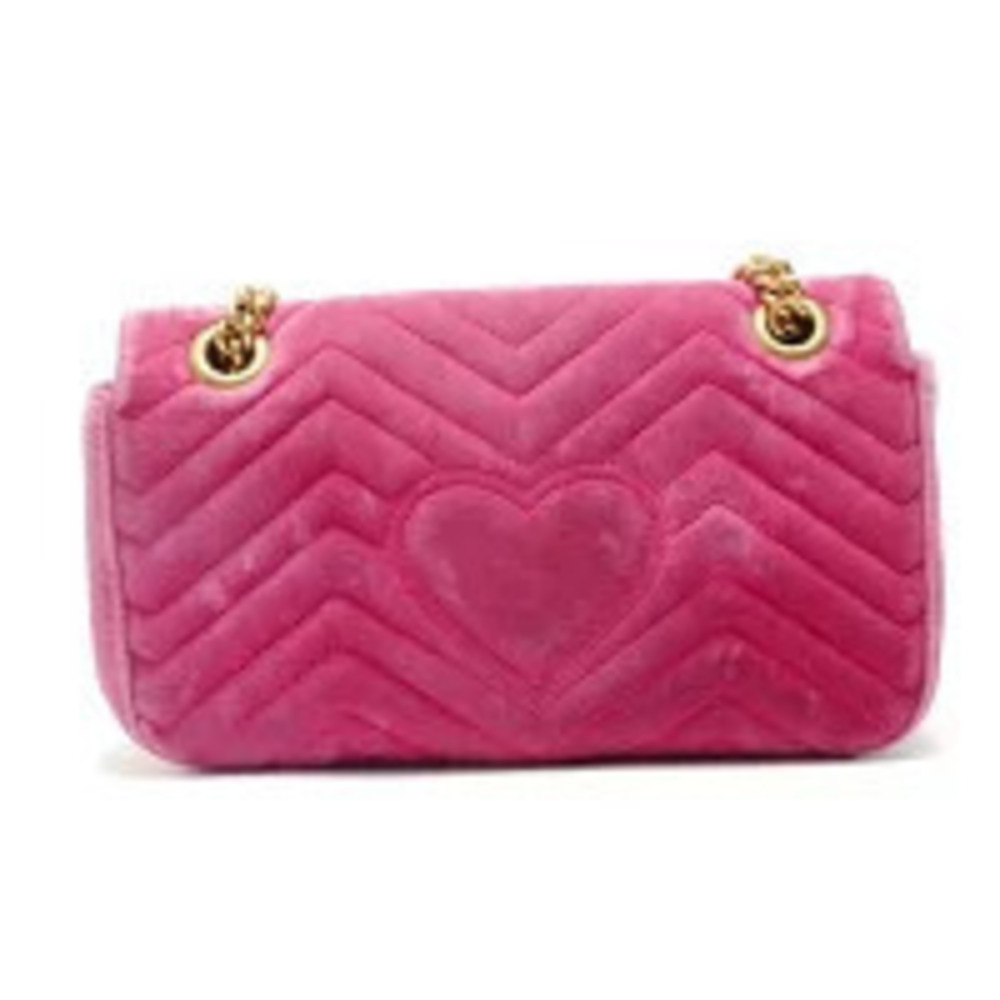 Gucci Marmont Velour Heart Shoulder Bag Pink